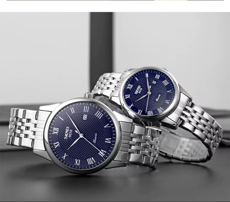Skmei Couple Classic Quartz Wristwatch Men / Women Chain